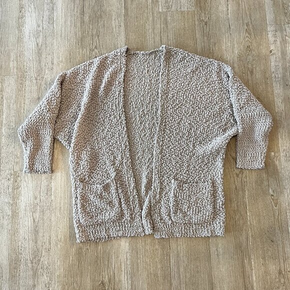 None Sweaters - Womens Cream Fuzzy Sweater Cardigan - XL